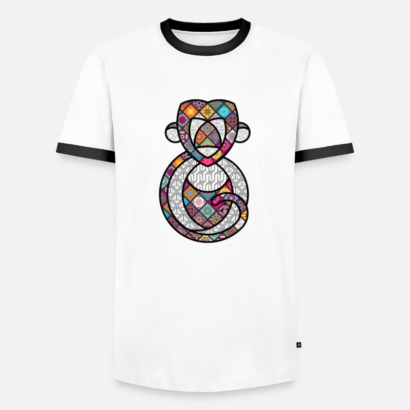 PSYCHEDELAFFE / THE PSYCHEDELIC MONKEY - Männer Kontrast-T-Shirt - Weiß/Schwarz