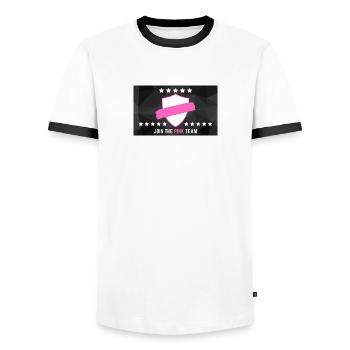 JOIN THE PINK TEAM - Männer Kontrast-T-Shirt - Weiß/Schwarz - Vorne - AI Model Female 172 light (172cm) & AI Model Male 178 dark (178cm)