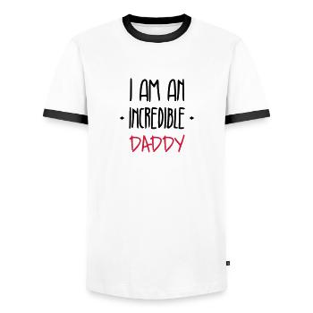 Dad Daddy Papa Vati Vater Father's Day Baby - Men's Ringer Shirt - white/black - Front - AI Model Female 172 light (172cm) & AI Model Male 178 dark (178cm)