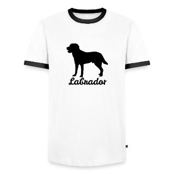 Labrador Retriever - Dog Gift Labbi - Men's Ringer Shirt - white/black - Front - AI Model Female 172 light (172cm) & AI Model Male 178 dark (178cm)
