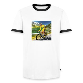Retro-Radfahrer - Männer Kontrast-T-Shirt - Weiß/Schwarz - Vorne - AI Model Female 172 light (172cm) & AI Model Male 178 dark (178cm)