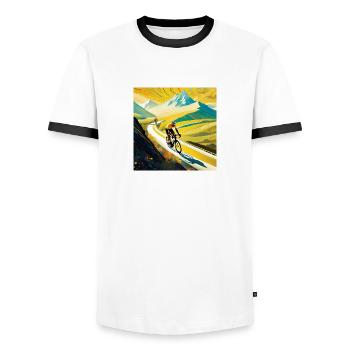 Vivid Altitude: Rennen um die Traumgipfel - Männer Kontrast-T-Shirt - Weiß/Schwarz - Vorne - AI Model Female 172 light (172cm) & AI Model Male 178 dark (178cm)