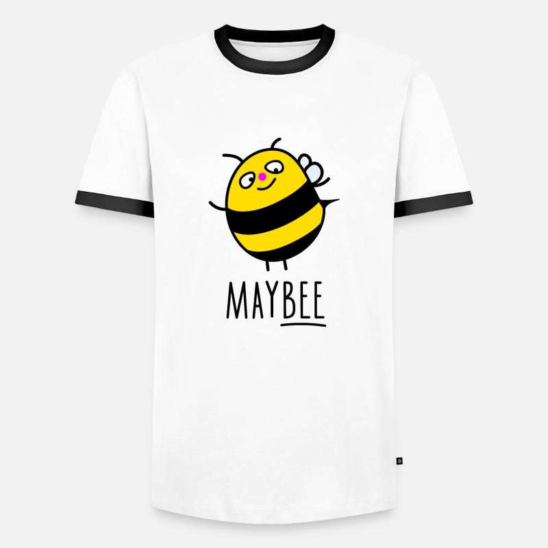 Funny bee thinks about - Men's Ringer Shirt - white/black