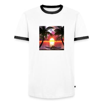 Sunset - Men's Ringer Shirt - white/black - Front - AI Model Female 172 light (172cm) & AI Model Male 178 dark (178cm)