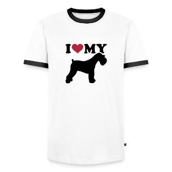 Zwergschnauzer - Männer Kontrast-T-Shirt - Weiß/Schwarz - Vorne - AI Model Female 172 light (172cm) & AI Model Male 178 dark (178cm)