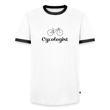 Cycologist - Männer Kontrast-T-Shirt - Weiß/Schwarz - Vorne - AI Model Female 172 light (172cm) & AI Model Male 178 dark (178cm)