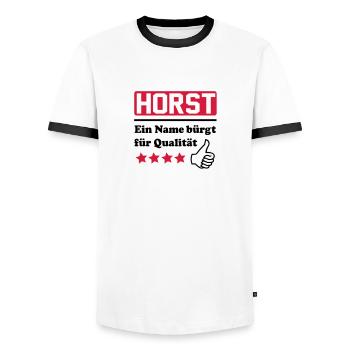 horst - Men's Ringer Shirt - white/black - Front - AI Model Female 172 light (172cm) & AI Model Male 178 dark (178cm)