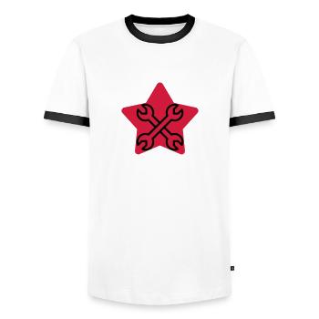 Mechanic Mechanik Mécanique Mécanicien Garage - Men's Ringer Shirt - white/black - Front - AI Model Female 172 light (172cm) & AI Model Male 178 dark (178cm)