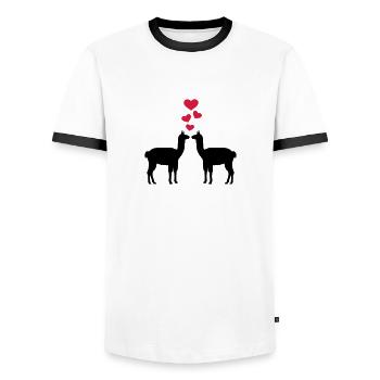 Lama - T-shirt contrasté Homme - blanc/noir - Devant - AI Model Female 172 light (172cm) & AI Model Male 178 dark (178cm)