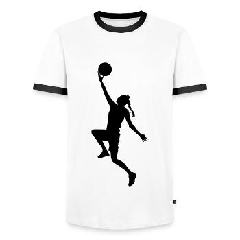 basketball girl silhouette - Men's Ringer Shirt - white/black - Front - AI Model Female 172 light (172cm) & AI Model Male 178 dark (178cm)