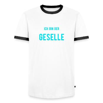 ich bin der Geselle - Männer Kontrast-T-Shirt - Weiß/Schwarz - Vorne - AI Model Female 172 light (172cm) & AI Model Male 178 dark (178cm)