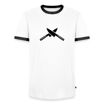 Messer - Männer Kontrast-T-Shirt - Weiß/Schwarz - Vorne - AI Model Female 172 light (172cm) & AI Model Male 178 dark (178cm)