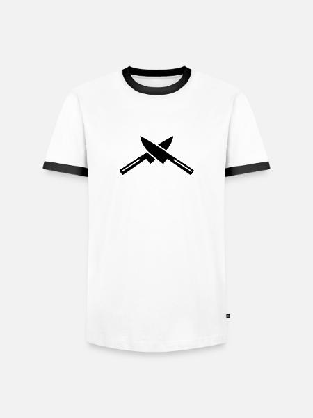 Messer - Männer Kontrast-T-Shirt - Weiß/Schwarz