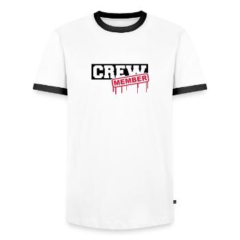 Crew Member - T-shirt contrasté Homme - blanc/noir - Devant - AI Model Female 172 light (172cm) & AI Model Male 178 dark (178cm)