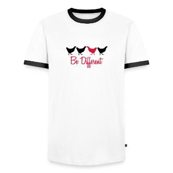 Be Different Hhs mit Text - Men's Ringer Shirt - white/black - Front - AI Model Female 172 light (172cm) & AI Model Male 178 dark (178cm)