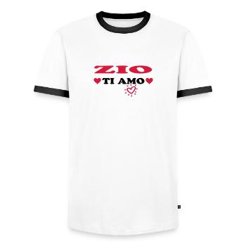Zio ti amo - T-shirt contrasté Homme - blanc/noir - Devant - AI Model Female 172 light (172cm) & AI Model Male 178 dark (178cm)