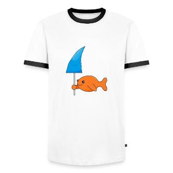 Goldfish with shark fin - Men's Ringer Shirt - white/black - Front - AI Model Female 172 light (172cm) & AI Model Male 178 dark (178cm)