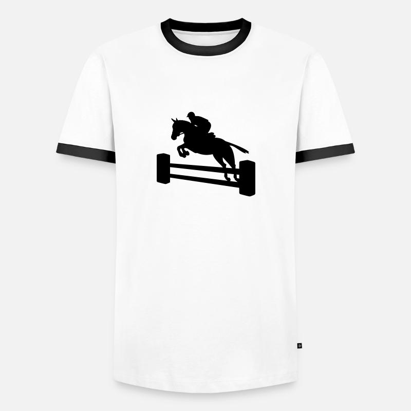 Springreiter einfarbig - Männer Kontrast-T-Shirt - Weiß/Schwarz