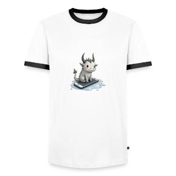 cute mythical creature on iPhone - Männer Kontrast-T-Shirt - Weiß/Schwarz - Vorne - AI Model Female 172 light (172cm) & AI Model Male 178 dark (178cm)