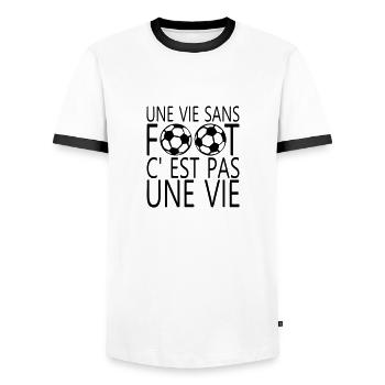 une vie sans foot cest pas une vie citat - T-shirt contrasté Homme - blanc/noir - Devant - AI Model Female 172 light (172cm) & AI Model Male 178 dark (178cm)