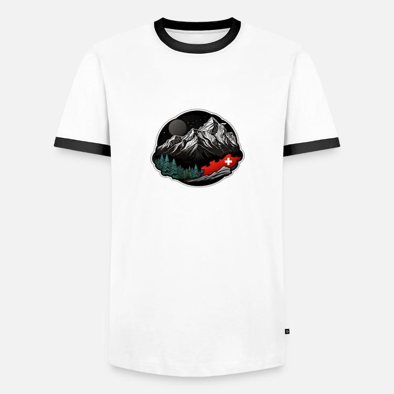 Schweizer Flagge - Männer Kontrast-T-Shirt - Weiß/Schwarz