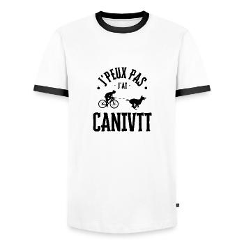 J'peux pas j'ai canivtt bikejoring - T-shirt contrasté Homme - blanc/noir - Devant - AI Model Female 172 light (172cm) & AI Model Male 178 dark (178cm)