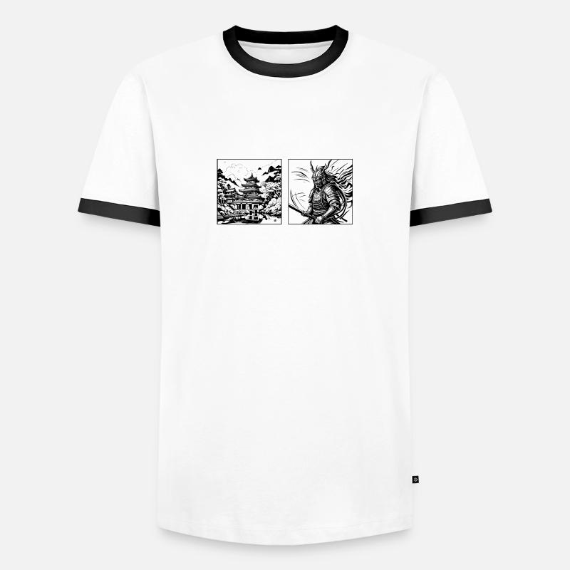 Tempel der Samurai - Männer Kontrast-T-Shirt - Weiß/Schwarz