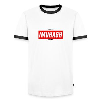 IMUHAGH - T-shirt contrasté Homme - blanc/noir - Devant - AI Model Female 172 light (172cm) & AI Model Male 178 dark (178cm)