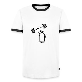 Strong man, Strong woman, Strong Boy, Strong Girl - Men's Ringer Shirt - white/black - Front - AI Model Female 172 light (172cm) & AI Model Male 178 dark (178cm)