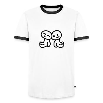 Friendship - love - line - Men's Ringer Shirt - white/black - Front - AI Model Female 172 light (172cm) & AI Model Male 178 dark (178cm)