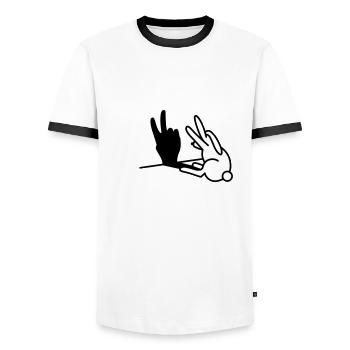 Rabbit Shadow Hand Two 2 Years Birthday V - Men's Ringer Shirt - white/black - Front - AI Model Female 172 light (172cm) & AI Model Male 178 dark (178cm)