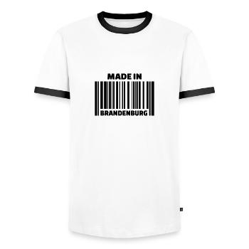 Brandenburg - Männer Kontrast-T-Shirt - Weiß/Schwarz - Vorne - AI Model Female 172 light (172cm) & AI Model Male 178 dark (178cm)