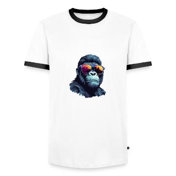 Cool Gorilla avec Lunettes de Soleil Urban Jungle - T-shirt contrasté Homme - blanc/noir - Devant - AI Model Female 172 light (172cm) & AI Model Male 178 dark (178cm)