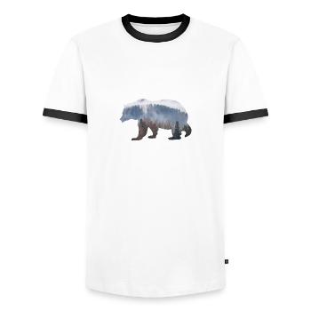 Bär mit Wald - Männer Kontrast-T-Shirt - Weiß/Schwarz - Vorne - AI Model Female 172 light (172cm) & AI Model Male 178 dark (178cm)