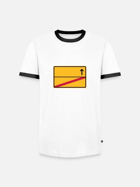 Stadtschild, Ausfahrt - Männer Kontrast-T-Shirt - Weiß/Schwarz