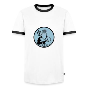 poseidon 002 - T-shirt contrasté Homme - blanc/noir - Devant - AI Model Female 172 light (172cm) & AI Model Male 178 dark (178cm)