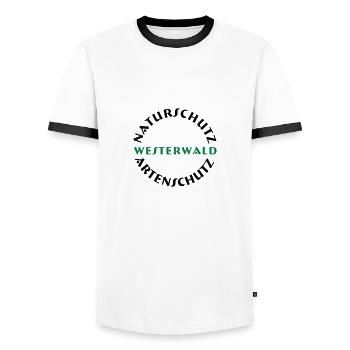 naturschutz westerwald - Männer Kontrast-T-Shirt - Weiß/Schwarz - Vorne - AI Model Female 172 light (172cm) & AI Model Male 178 dark (178cm)