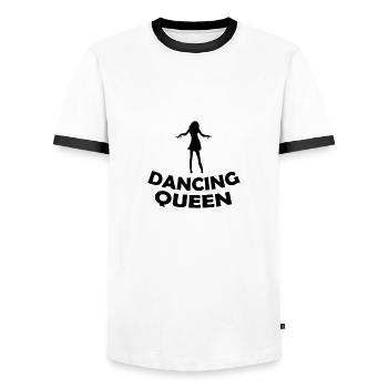 dance queen 002 - T-shirt contrasté Homme - blanc/noir - Devant - AI Model Female 172 light (172cm) & AI Model Male 178 dark (178cm)