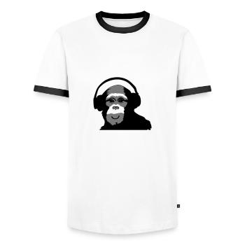 monkey smile - Men's Ringer Shirt - white/black - Front - AI Model Female 172 light (172cm) & AI Model Male 178 dark (178cm)