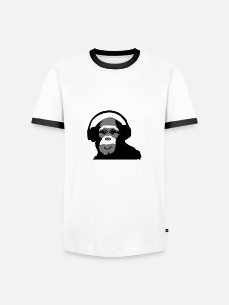 affe smile - Männer Kontrast-T-Shirt - Weiß/Schwarz
