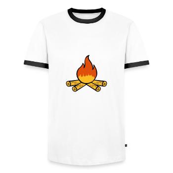 campfire - Men's Ringer Shirt - white/black - Front - AI Model Female 172 light (172cm) & AI Model Male 178 dark (178cm)