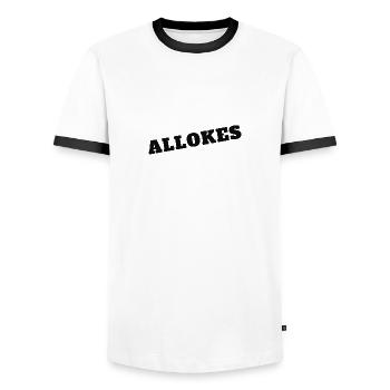 ALLOKES - Men's Ringer Shirt - white/black - Front - AI Model Female 172 light (172cm) & AI Model Male 178 dark (178cm)