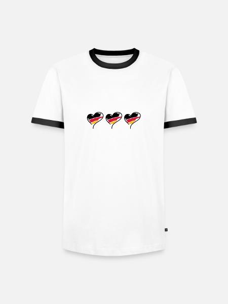 Deutschland,3,drei,Herzen - Männer Kontrast-T-Shirt - Weiß/Schwarz