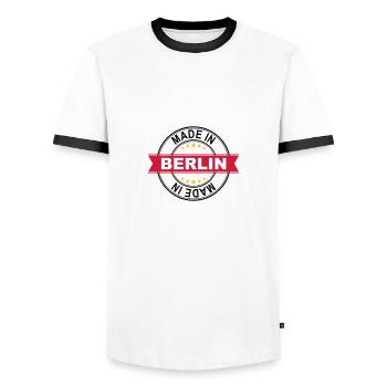 Made in Berlin - Männer Kontrast-T-Shirt - Weiß/Schwarz - Vorne - AI Model Female 172 light (172cm) & AI Model Male 178 dark (178cm)