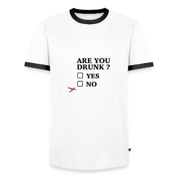 funny toast - Men's Ringer Shirt - white/black - Front - AI Model Female 172 light (172cm) & AI Model Male 178 dark (178cm)