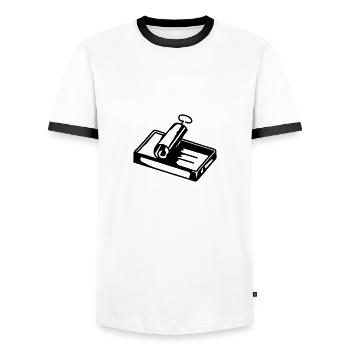 simple boîte de conserve ouverte - T-shirt contrasté Homme - blanc/noir - Devant - AI Model Female 172 light (172cm) & AI Model Male 178 dark (178cm)