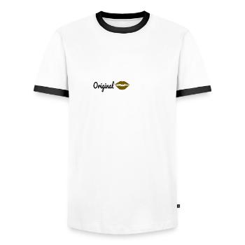 Original original - Men's Ringer Shirt - white/black - Front - AI Model Female 172 light (172cm) & AI Model Male 178 dark (178cm)