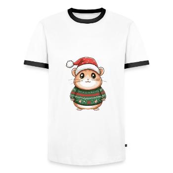 Hamster Weihnachten Comic - Männer Kontrast-T-Shirt - Weiß/Schwarz - Vorne - AI Model Female 172 light (172cm) & AI Model Male 178 dark (178cm)