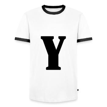Y - Men's Ringer Shirt - white/black - Front - AI Model Female 172 light (172cm) & AI Model Male 178 dark (178cm)