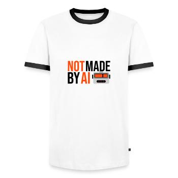 Not made by AI - Männer Kontrast-T-Shirt - Weiß/Schwarz - Vorne - AI Model Female 172 light (172cm) & AI Model Male 178 dark (178cm)